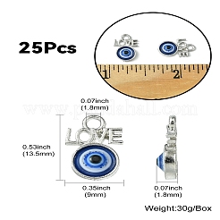 25個の合金ペンダント  樹脂と  言葉を持つナザールボンジュウ  ダークブルー  13.5x9x3mm  穴：1.8mm&nbsp;FIND-CJ0001-50