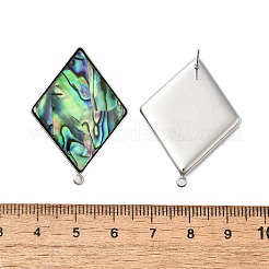 304 Stainless Steel Pave Natural Paua Shell Stud Earring Findings&nbsp;STAS-Z125-05P