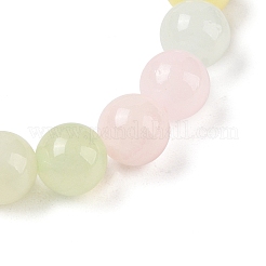 Natural Green Jade(Dyed) Round Beaded Stretch Bracelets&nbsp;G-U005-01B-02