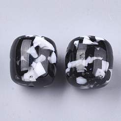 樹脂ビーズ  天然石風チップスタイル  バレル  ミックスカラー  22x21mm  穴：2mm&nbsp;RESI-T024-34
