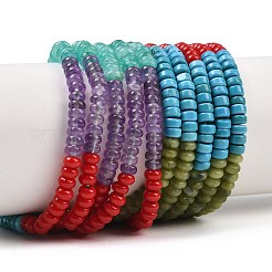 Glass & Natural Chinese Southern Jade & Amethyst & Rhodonite & Indian Agate & Synthetic Turquoise Beads Strands&nbsp;G-Z135-C05-2x4mm