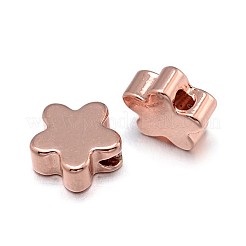 花の真鍮のビーズ  鉛フリー＆ニッケルフリー＆カドミウムフリー  ミックスカラー  6x3mm  穴：1mm&nbsp;KK-F0317-04-NR