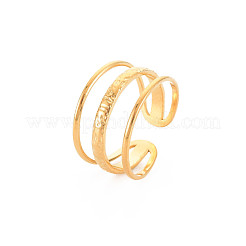 Ion Plating(IP) 304 Stainless Steel Triple Line Open Cuff Ring for Women&nbsp;RJEW-S405-171G