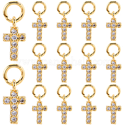 20Pcs Brass Micro Pave Cubic Zirconia Tiny Cross Charms&nbsp;ZIRC-SC0001-36