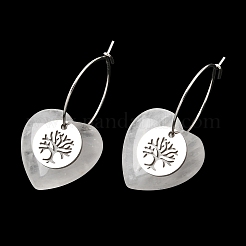 Natural Quartz Crystal & 304 Stainless Steel Hoop Earrings for Women&nbsp;EJEW-G475-05P-02