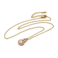 Brass Micro Pave Cubic Zirconia Pendant Necklaces&nbsp;NJEW-E106-11KCG-01