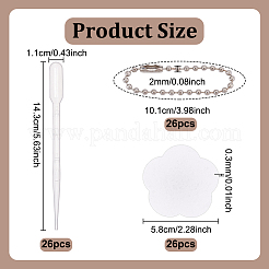 クラフトフォーム26個  DIYクラフト用  鉄製ボールタグチェーン26個とプラスチック製ドロッパー26個付き  花  58x0.3mm&nbsp;FIND-NB0006-87A