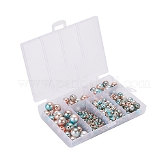 497Pcs 5 Style Rainbow ABS Plastic Imitation Pearl Beads&nbsp;OACR-YW0001-09A