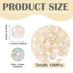 100Pcs Crackle Transparent Glass UV Reactive Beads&nbsp;GLAA-TA0004-28C
