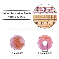 天然石トルマリンビーズ連売り  多面カット  ラウンド  2mm  穴：0.5mm  約156個/連  14.9インチ（38cm）  1連売り/箱&nbsp;G-AR0003-08