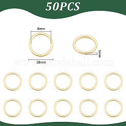 真鍮製フレームコネクター  長持ちメッキ  24KGP本金メッキ  リング  10x1mm  内径：8mm  50pc&nbsp;KK-UN0002-96A