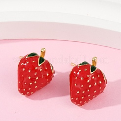 Brass Enamel Stud Earrings&nbsp;EJEW-F895-24B-G