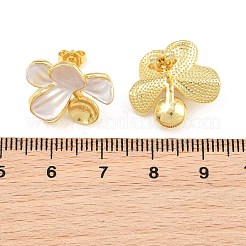 Brass Enamel Stud Earring Findings&nbsp;KK-CBA58F9-01G-04