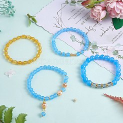 4Pcs 4 Style Natural Malaysia Jade & Synthetic Citrine Stretch Bracelets Set with Glass Beaded&nbsp;BJEW-SW00105-03