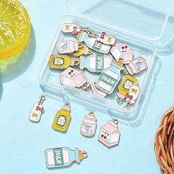 20個5スタイル環境にやさしい合金エナメルペンダント  カドミウムフリーと鉛フリー＆ニッケルフリー  ライトゴールド  混合図形  ミックスカラー  17~27x8~15.5x1~1.5mm  穴：1.4~2mm  4個/スタイル&nbsp;ENAM-FP0002-88