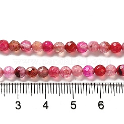 天然石瑪瑙ビーズ連売り  染め＆加熱  多面カットラウンド  サクランボ色  4mm  穴：0.8mm  約93個/連  14.88インチ（37.8cm）&nbsp;G-G079-A01-01