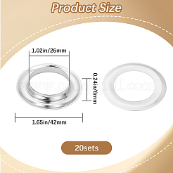 真鍮グロメットアイレット金具20個  製袋用  フラットラウンド  プラチナ  42x6mm  内径：26mm&nbsp;FIND-BBC0003-80A