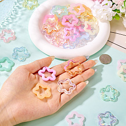 90色のイミテーションゼリーアクリルパーツ15個  スター  ミックスカラー  28.5~30x29.5~30.5x4~5mm  穴：1.8~2mm  6個/カラー&nbsp;MACR-TA0002-49