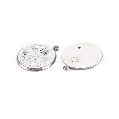304ステンレスペンダント  クリスタルラインストーン付き  フラットラウンド、サンチャーム付き  ステンレス鋼色  19x16x1.5mm  穴：1.5mm&nbsp;STAS-N097-181P