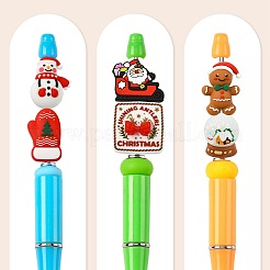 クリスマスシリコンビーズ12個、12つのスタイル  焦点ビーズ  混合図形  ミックスカラー  20~35x23~29x8.5~23mm  穴：2~3mm  1個/スタイル&nbsp;SIL-FS0001-38