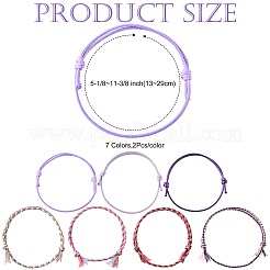 14Pcs 7 Colors Cotton Cord Bracelet Set for Men Women&nbsp;BJEW-FS00025-05
