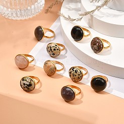 Half Round Mixed Gemstone Ring for Girl Women&nbsp;RJEW-JR00396