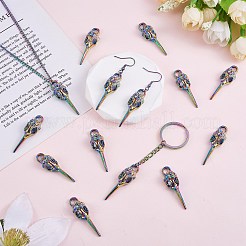 20個の合金ペンダント  カドミウムフリー＆ニッケルフリー＆鉛フリー  鳥の頭蓋骨の形  虹色  39.5x12x9.5mm  穴：4.5x4mm&nbsp;FIND-SZ0003-29