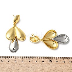 ティアドロップ真鍮ダングルスタッドピアス  長持ちメッキ  鉛フリー＆カドミウムフリー  18KGP本金メッキ  59.5x30mm&nbsp;EJEW-S258-06GP