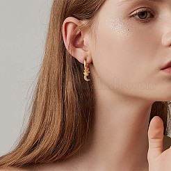 クリア キュービック ジルコニア ムーン スター クロス ダングル フープ イヤリング  女性のための真鍮のアクセサリー  ゴールドカラー  20x12mm&nbsp;JE916A