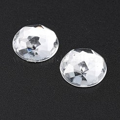 アクリルラインストーンフラットバックカボション  多面カット  半円  ホワイト  直径約12mm  厚さ4mm&nbsp;X-PGO-12mm38