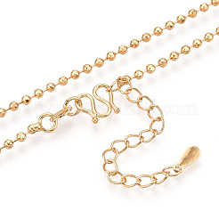 真鍮のボールチェーンネックレス  m個の留め金付き  18KGP本金メッキ  18.50インチ（47cm）  2mm&nbsp;NJEW-N054-13G