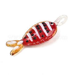手作りランプワークビッグサイズペンダントトップ  魚  レッド  62.5x22.5x13.5mm  穴：8.5mm&nbsp;LAMP-I031-01