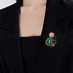 Oval Alloy Colorful Rhinestone Brooches for Backpack Clothes&nbsp;PW-WGDD76F-01