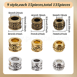 135Pcs 9 Styles Tibetan Style European Beads&nbsp;FIND-GO0001-26
