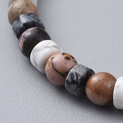 Natural Rhodonite & Howlite & Snowflake Obsidian Beads Stretch Bracelets&nbsp;BJEW-JB04697-03