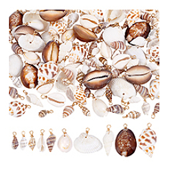100Pcs 10 Styles Shell Pendants&nbsp;PALLOY-PH01882