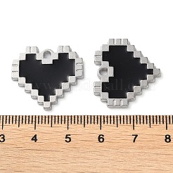 合金エナメルチャーム  鉛フリー＆カドミウムフリー  プラチナ  ハートチャーム  ブラック  21x22.5x2mm  穴：2mm&nbsp;FIND-Z014-07P