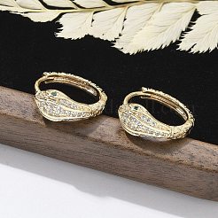 真鍮クリアキュービックジルコニアフープピアス  ヘビ  18KGP本金メッキ  15x15x6mm&nbsp;EJEW-Q014-20G