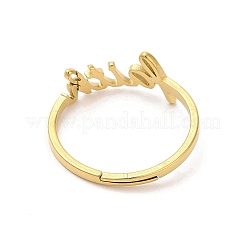 Ion Plating(IP) 304 Stainless Steel Word Faith Adjustable Ring&nbsp;RJEW-L107-029G