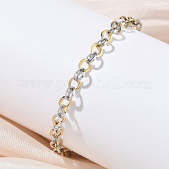 女性用304ステンレススチールローロチェーンブレスレット  イオンプレーティング（ip）  ゴールデン·ステンレス鋼色  6-3/4インチ（17.1cm）&nbsp;BJEW-Z152-01GP