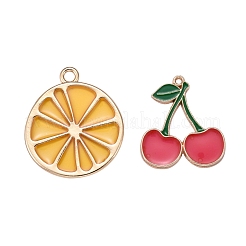 15Pcs 5 Style Light Gold Plated Fruit Theme Alloy Enamel Pendants&nbsp;ENAM-ZZ0001-06