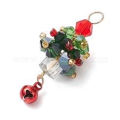 3Pcs 3 Colors Christmas Theme Glass Pendants&nbsp;PALLOY-JF02892