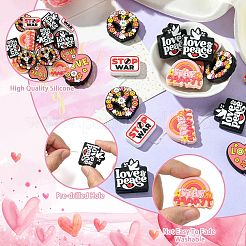 20Pcs 5 Styles Stop War Love Peace Themen Silicone Focal Beads&nbsp;SIL-CJ0002-11