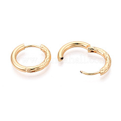 304ステンレススチールフープピアス  テクスチャリング  18KGP本金メッキ  15.5x17x2.5mm&nbsp;STAS-T074-27G