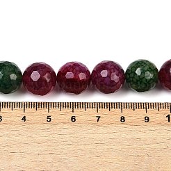 天然石瑪瑙ビーズ連売り  ラウンド  染め  多面カット  グリーン  濃いピンク  14mm  穴：1.4mm  約28個/連  15.43''（39.2センチメートル）&nbsp;G-U029-B01