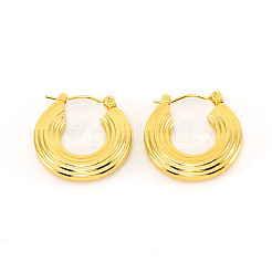 201ステンレススチール製ストライプフープピアス（女性用）  ゴールドカラー  23x23mm&nbsp;FS-WG1CC8F-01