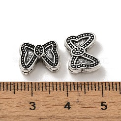 チベット風合金ビーズ  カドミウムフリー＆鉛フリー  蝶結び  アンティークシルバー  9.5x12x3.5mm  穴：1.6mm  約742個/1000g&nbsp;PALLOY-P302-11B-AS