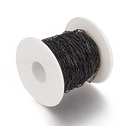 304ステンレススチールペーパークリップチェーン  ハンダ付け  スプールで  電気泳動黒  10x2.5x0.5mm  約65.61フィート（20m）/ロール&nbsp;CHS-F010-01C-B