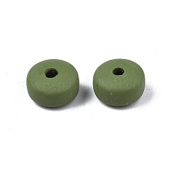 手作り樹脂粘土ビーズ連売り  ジュエリー工芸用品のDIY用  フラットラウンド  ダークオリーブグリーン  6~7x3mm  穴：1.5mm  約113~116個/連  15.55インチ〜16.14インチ（39.5~41cm）&nbsp;LS-CLAY-N008-104