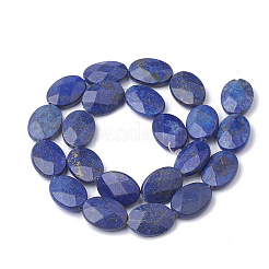 天然石ラピスラズリビーズ連売り  多面カット  オーバル  染め  18~18.5x13~13.5x5mm  穴：1mm  約22個/連  15.7インチ&nbsp;G-S292-44